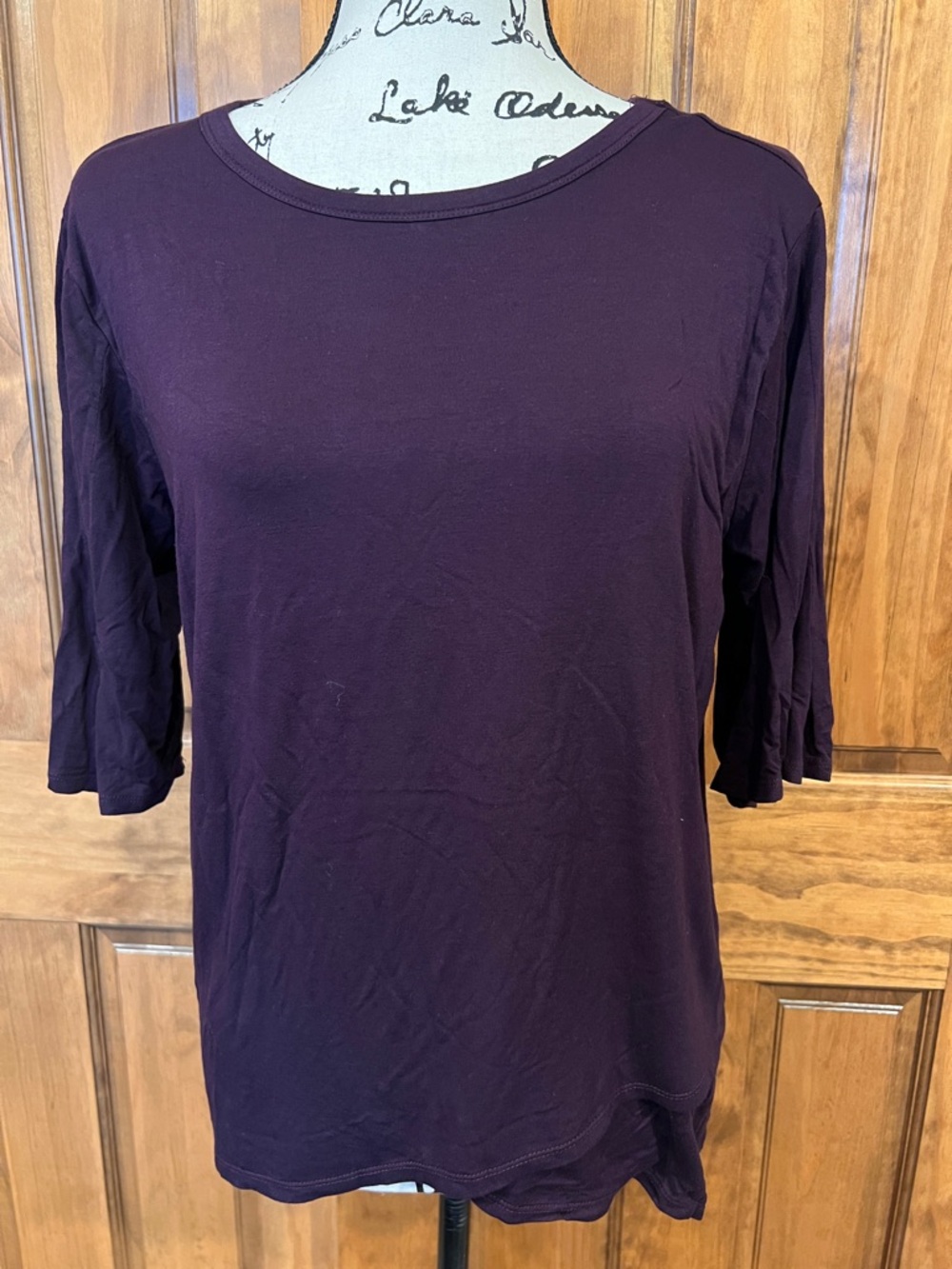 Dear John Women's 3/4 length Sleeve Crewneck Top in Plum